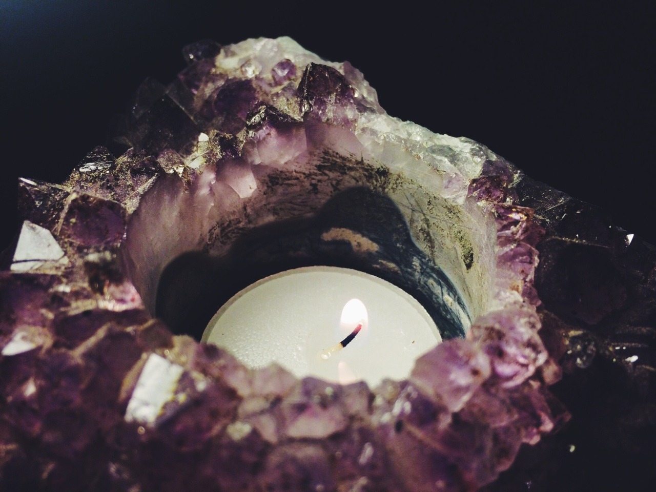 freelovemovement:  my absolutely stunning amethyst crystal candle holder. bought
