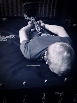 seabondagesadist:  On my final day with @alphadawgatl I got to do one of my favorite things that I don’t often get to do.  I got to chain myself up without the possibility of escaping it myself.  I am a HUGE self bondage fan, however for the sake