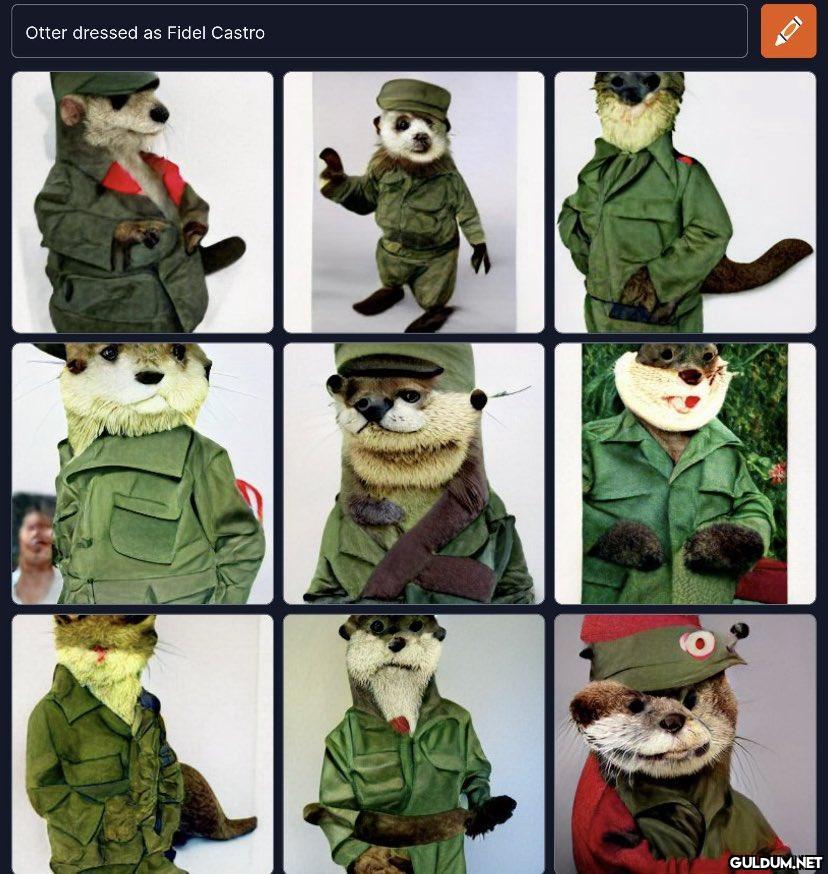 Otter dressed as Fidel...