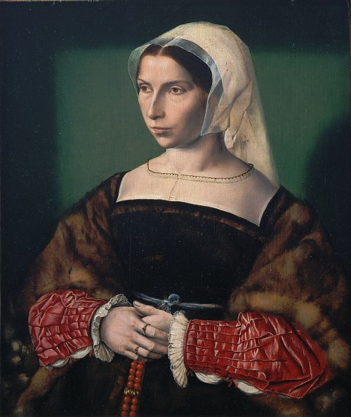 ‘Portrait of Anne Stafford’ (circa 1535) by Ambrosius Benson (circa 1495 –1550). Oil on canvas.htt