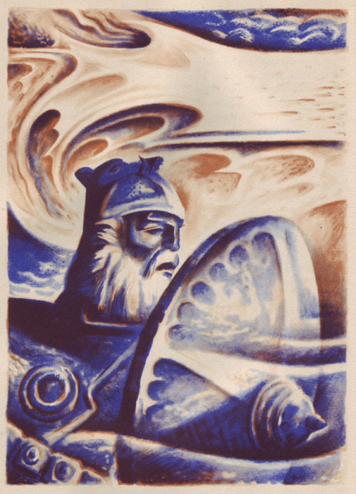 ein-bleistift-und-radiergummi:Lynd Ward illustrations for Beowulf  (Heritage Press, 1939; text is Wi
