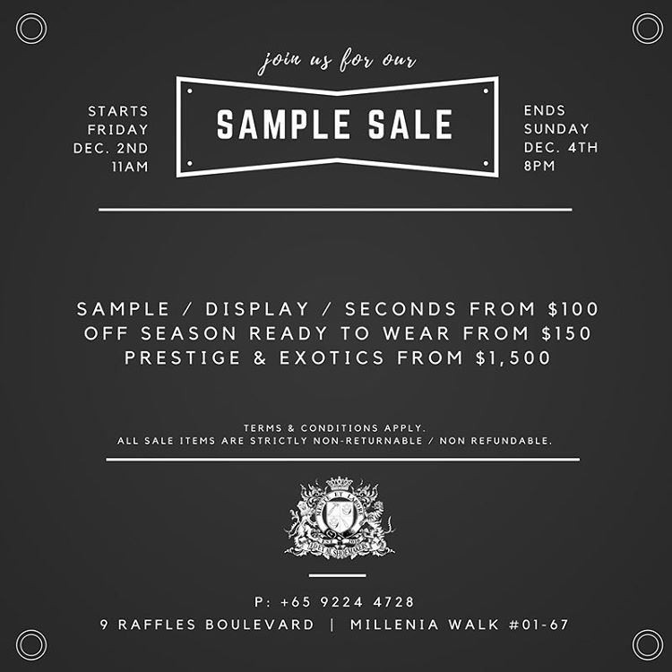 Join us for our last Sample Sale of the year starting tomorrow - Friday ...