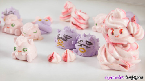 cupcakedex: I made Alcremie meringues (and a few extra Pokemon)! These are Italian meringues with re