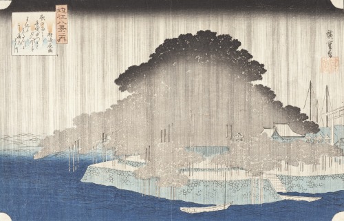 Night Rain at Karasaki, from the series Eight Views of Omi, Utagawa Hiroshige, 1835