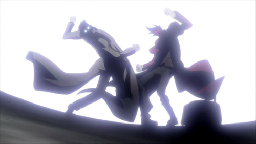 iscariot-feels: Divorced from all context these stills look like Alucard and Alex are tearing it up on the dance floor.