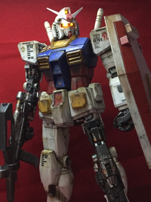 Finally completed good ol’ granddaddy Gundam! Model: PG RX 78-2 Modeled by: Jesse Clary
