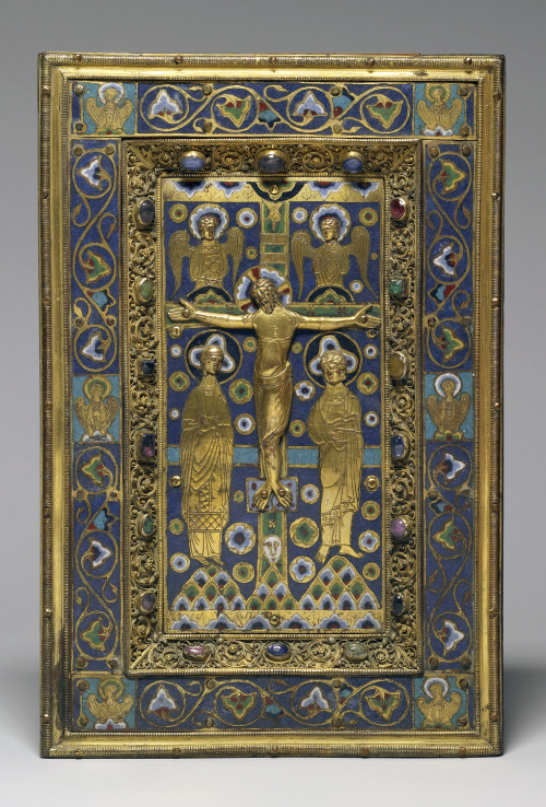 French_laque, 13th century Limoges champlevé enamel on copper with gilding and gem stones