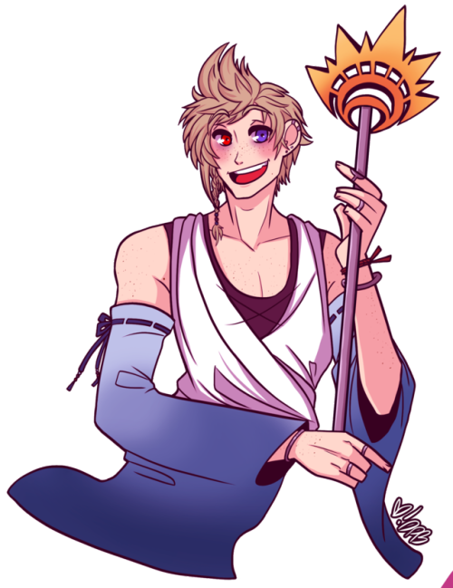 destiny-islanders:  @argentumsun‘s FFXV / FFX crossover designs are so cute!! I really love the idea of Prompto as a summoner. :>Full-view!Check out more of their awesome AU here!!
