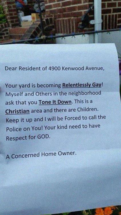 thetrippytrip: Woman’s yard called ‘relentlessly gay,’ so she raises money to make