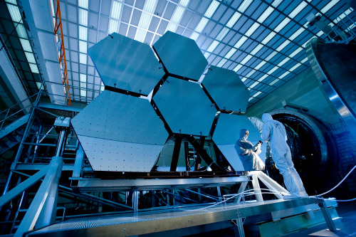 avtavr:  Six of the James Webb Space Telescope beryllium mirror segments undergoing a series of cryogenic tests at the X-ray & Cryogenic Facility at NASA’s Marshall Space Flight Center