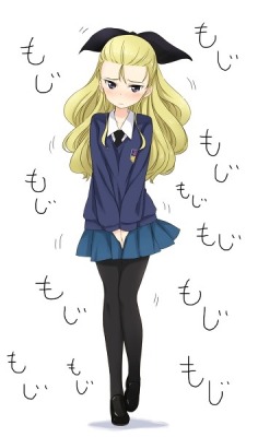 omo-goodness:  If the student council meeting didn’t end soon, she was going to soak her skirt, panties, tights, shoes, and legs.  Picture Credit: pixiv.net 