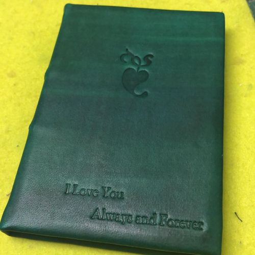 A little journal for a loved one.  www.gatzbcn.com #handmade #bookbinding #greenjournal  @carpeluxph