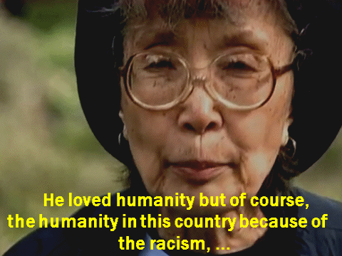 18mr:  exgynocraticgrrl-archive-deacti: All Power To The People (Released: 1996)Japanese-American Human Rights Activist Yuri Kochiyama   Happy birthday to both Yuri Kochiyama and Malcolm X today!