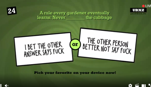 babylonian: winemom-culture: GOD this is high-level Quiplash play. this is the current state of the 