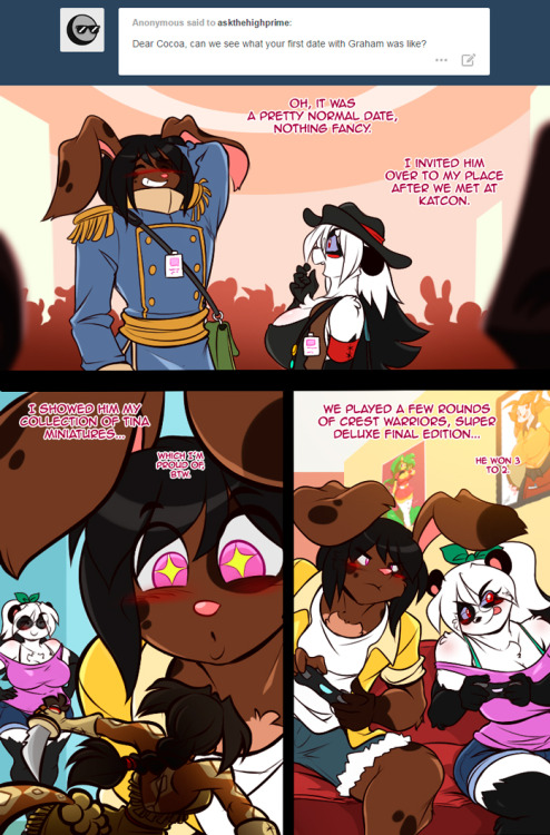 askthehighprime:  This question for Cocoa was going to go up on August, but as you can see, I got cought up and added more and more stuff to it to the point it pretty much became a comic page!I love how it turned out, but yeah… don’t expect ALL the