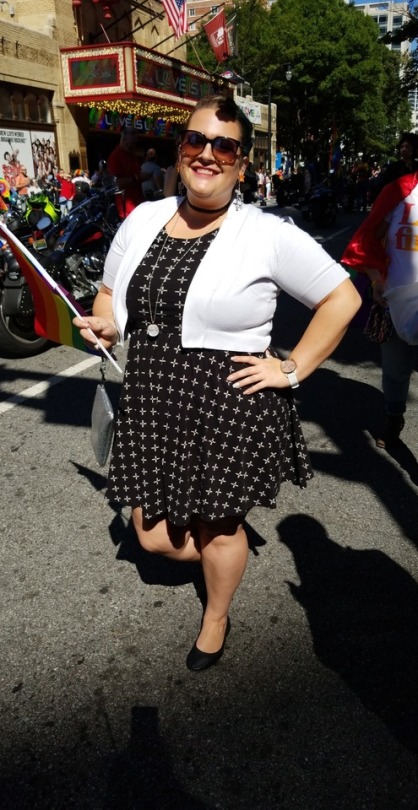 gory-mermaid:  Flash back to Pride a few weeks ago!I was cute. Standing in front of the famous Fox theater in beautiful downtown Atlanta. F.I.L.A.  Yum