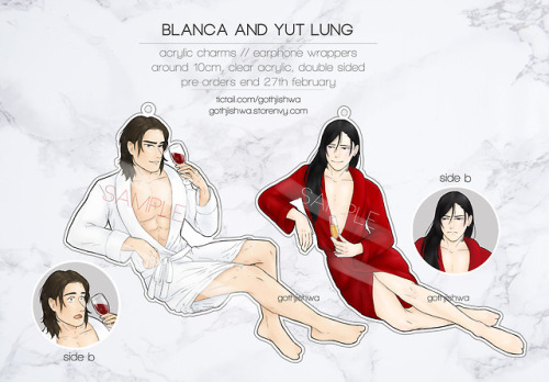 pre-orders for my blanca and yut lung earphone wrappers / keychain are open! they are in clear acryl