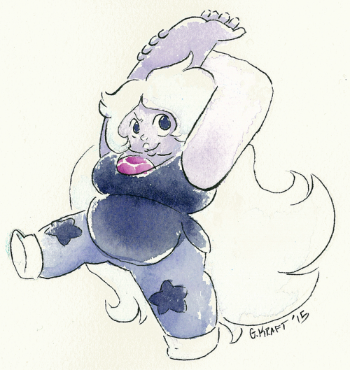 gracekraft:  Wanted to test out some new inking brush pens and watercolor so I drew Amethyst in her new outfit~