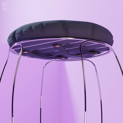 Stool by Heitor Lobo CamposThe Brasilian designer Heitor Lobo Campos combined a sleek metal wire fra