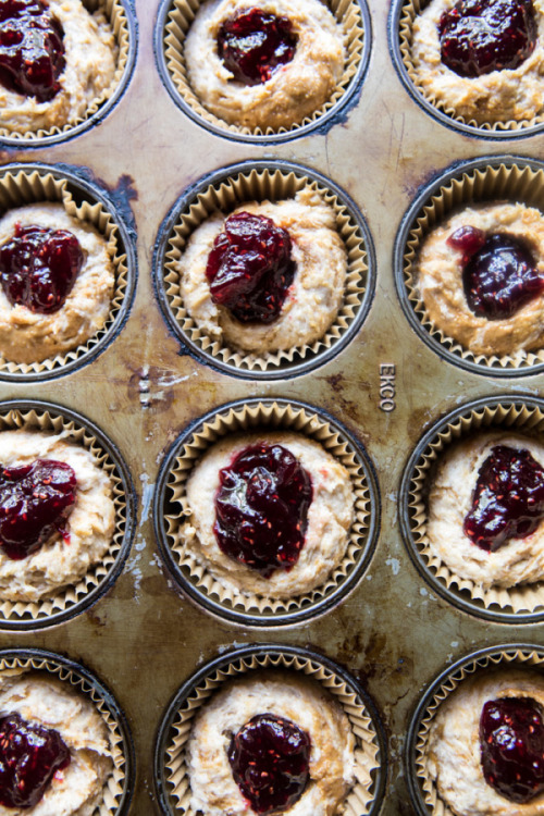 Porn Pics sweetoothgirl:  PB&J Oat Streusel Muffins