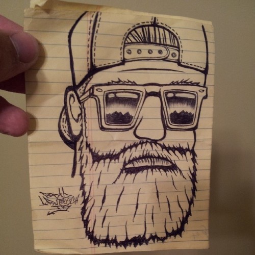 Drew this dude at work with nothing but a bic. subscribe to www.tumblr.com/blog/bradblaisear