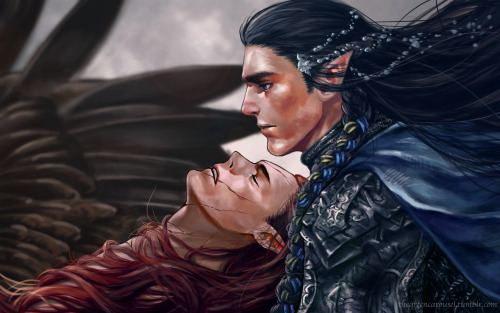 thegreencarousel:Fiiinally I’ve coloured that Fingon rescuing Maedhros from Thangarodrim piece @.@