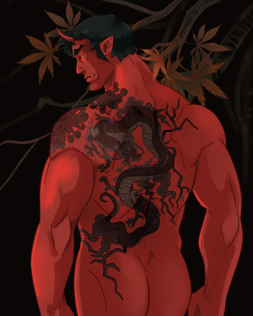 My hunky Oni boy Jiro and his cool tattoo that was a nightmare to draw