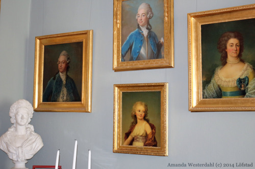 historyvonfersen:Framed portraits at Löfstad castle in Norrköping, Östergötland, Sweden. The top p