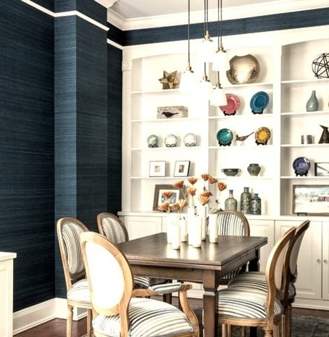 New York Dining Room Kitchen DiningKitchen/dining Room Combo - Small Eclectic Carpeted And Blue Floor