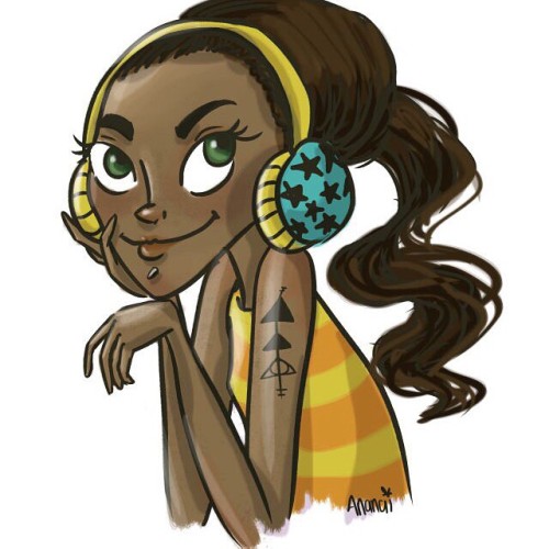 Supa dupa Afro art *tag* #art #drawing #illustration #earmuffs #brownbeauty #blackgirl #2frochicks