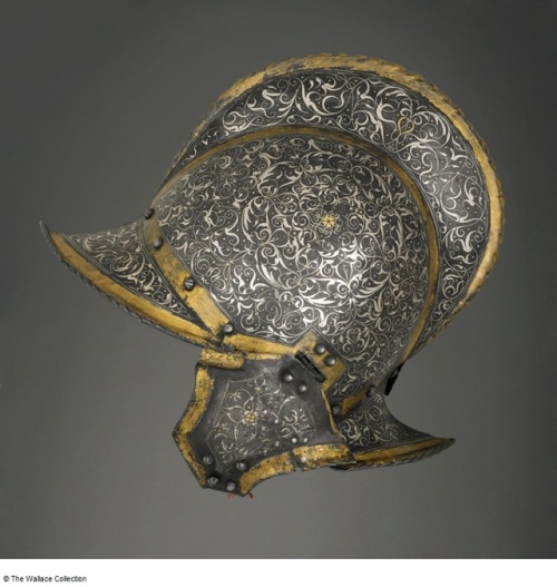 Silver and gold leaf decorated burgonet, Germany, circa 1560.from The Wallace Collection