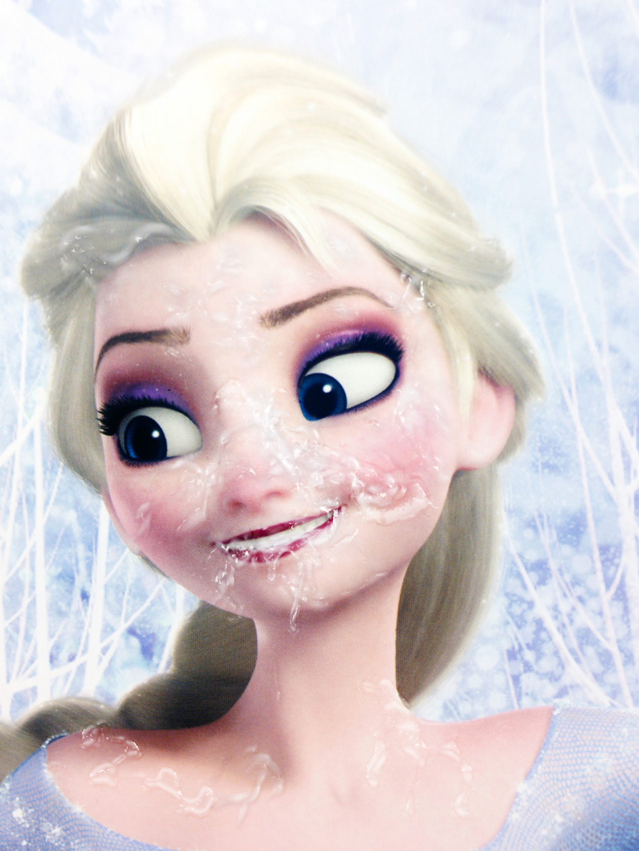 ardham-edits:  Elsa got a nice facial on the frozen mountains.Queen Elsa felt a little