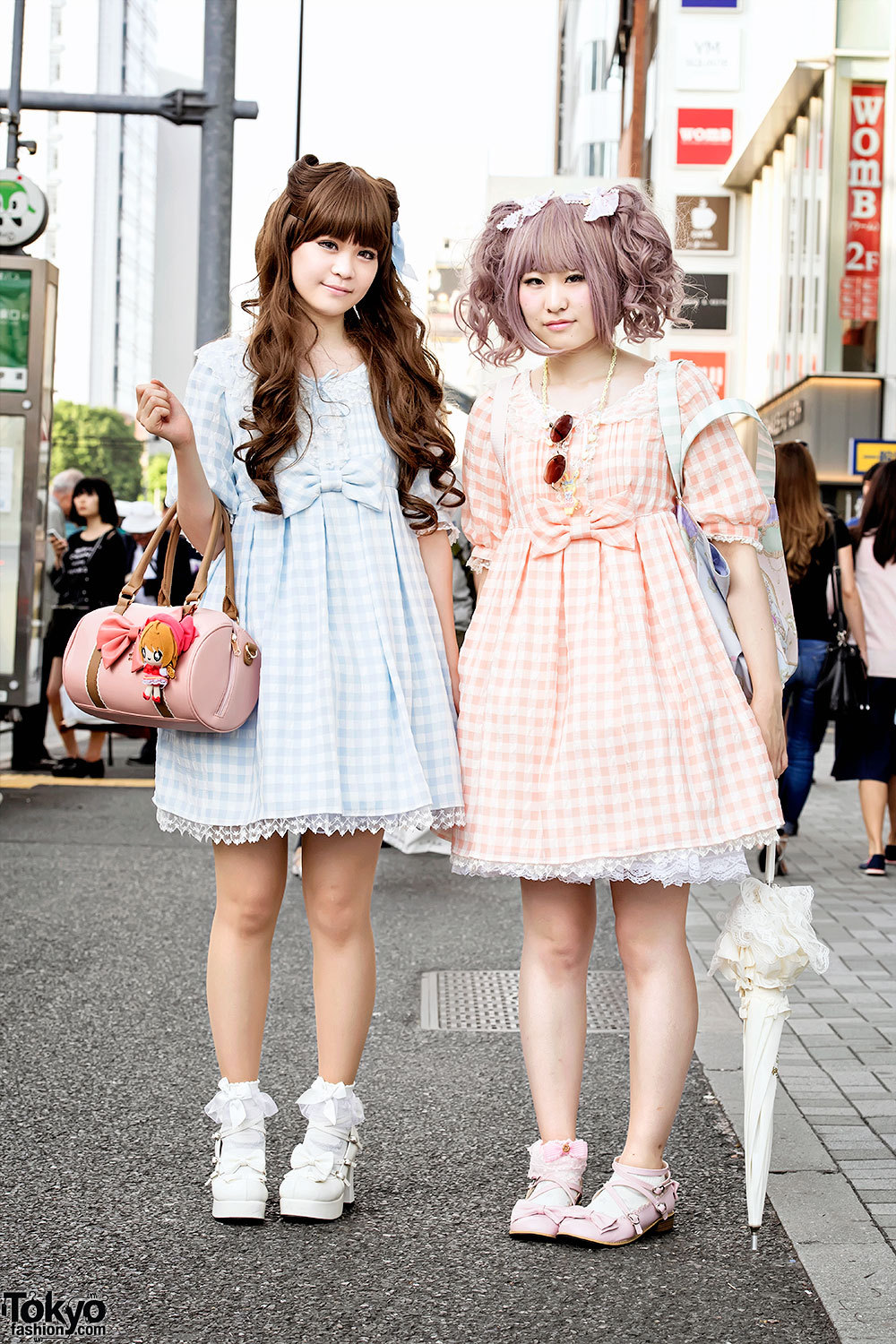 tokyo-fashion:  Mari and Yoshie on the street in Harajuku wearing gingham dresses