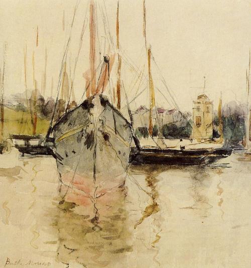 Boats - Entry to the Medina in the Isle of Wight, 1875, Berthe MorisotMedium: watercolor,paper