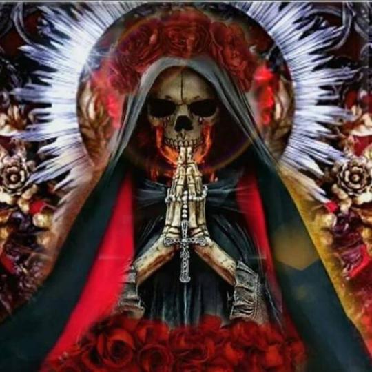 16 Red Lady of The Holy Death La Santa Muerte Moon on Hand 