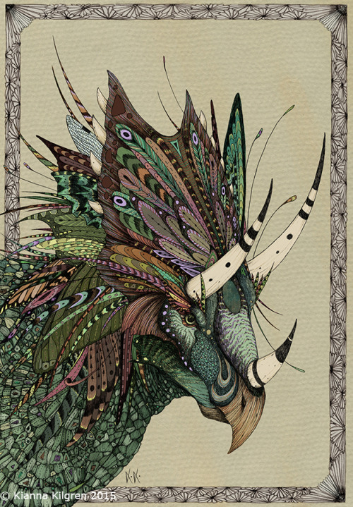 Kianna Kilgren - Chasmosaurus, part one of the decorated dinosaurs. Graphite, digital collage. 