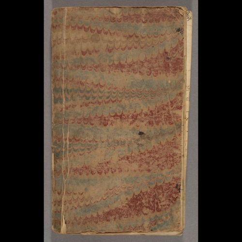 Some faded but still beautiful marbling on a journal containing daily records of weather, recipes, a