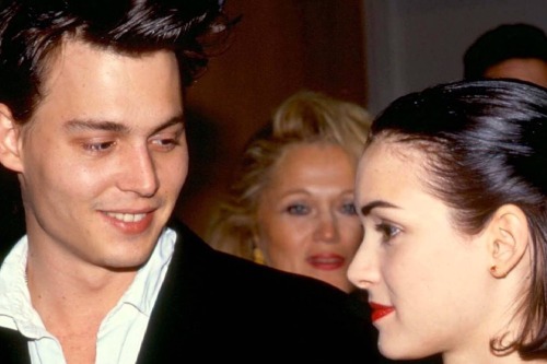 December 10, 1990 Johnny Depp and Winona Ryder during ‘Mermaids’ Premiere at the Academy