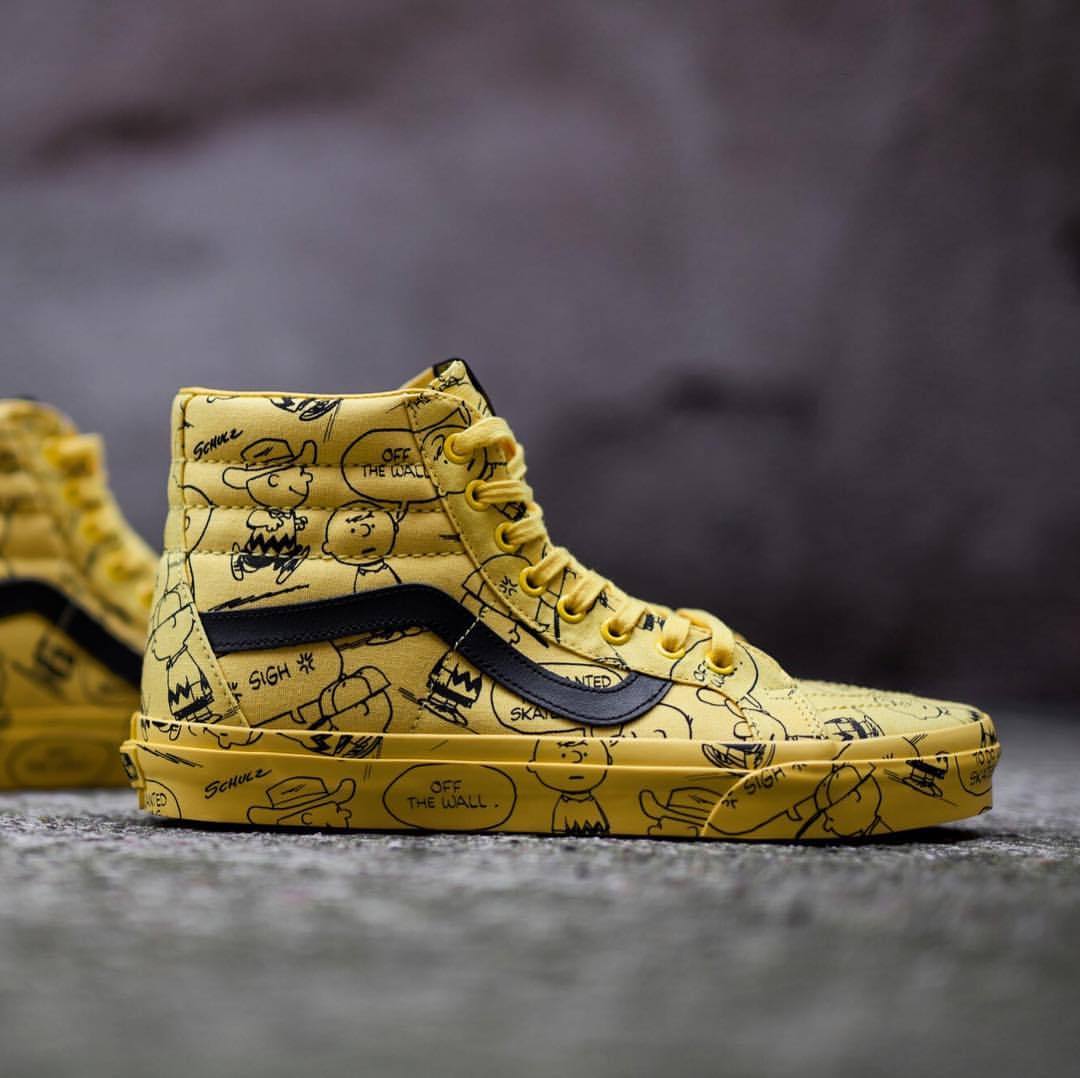 vans peanuts sk8 hi yellow