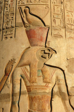 Egypt-Museum:  Relief Of Horusdetail Of A Decorated Column Depicting The God Horus