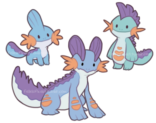 fellelofkvist:some mudkippers with wooper/quagsire traits, match made in pokeheaven