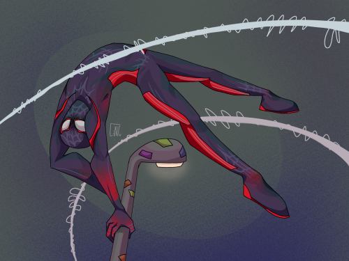 paralysed-warlock:have a spider-man 2.0 I needed to practice poses and Miles Morales is very ni