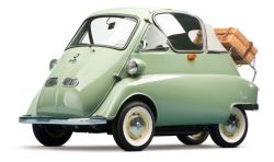 thatyellowvolvoguy:  coolerthanbefore:  A BMW Isetta ‘Bubble Window’ Cabrio, made in Munich, Germany, 1956, one of the 50 produced.  Adorable. And look at those plaid seats! 
