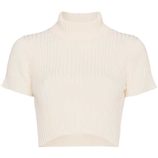 Staud Cotton Cropped Rib Top liked on Polyvore (see more ribbed shirts)