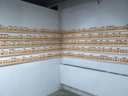 iamthe-homiess:  mondaynightswithcupsofcoffee:This is a sculpture project I recently finished. The assignment was called shelter, so I decided to show how I felt in mine. I took over 1000 pill bottles and relabeled them to say things people have