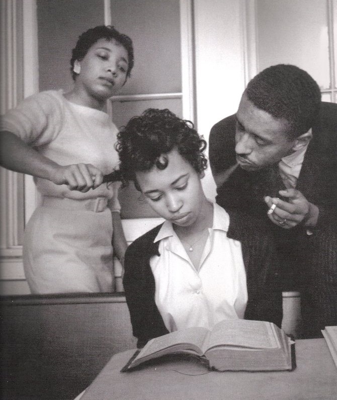 the60sbazaar: Eve Arnold photographs a young girl at school   being taught how to