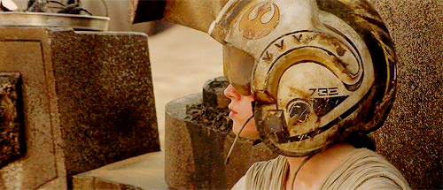 captainpoe:Rey being adorable with her pilot helmet.