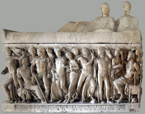 centuriespast:Sarcophagus with scenes from the life of AchillesFunerary monument and ornaments3rd ce