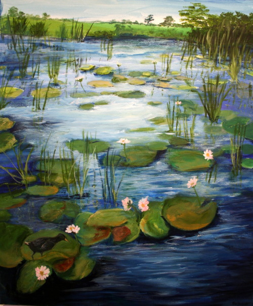 Waterlily Landscape by South African artist Rina Groenewald