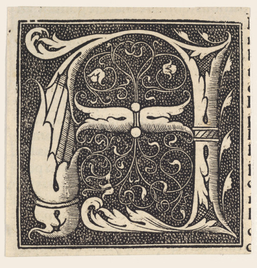 Initial letters published in 1518 by Johann Schöffer, Mainz, the city of Gutenberg, Germany. Woodcut